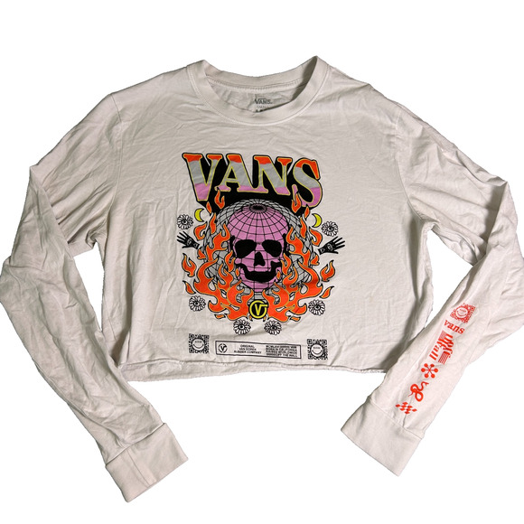 Vans Tops - Vans Cropped Graphic Tee Womens Small Long Sleeves Skater Streetwear Alt Girl